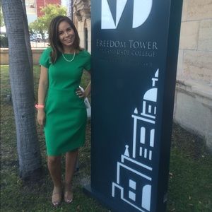 J Crew Green Cap Sleeve Sheath Pencil Dress